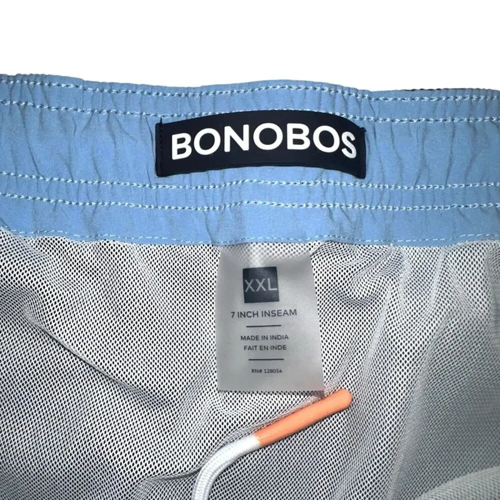NWOT Bonobos Stargazer Curved Hem 7 Inch Inseam Blue Swim Trunks XXL